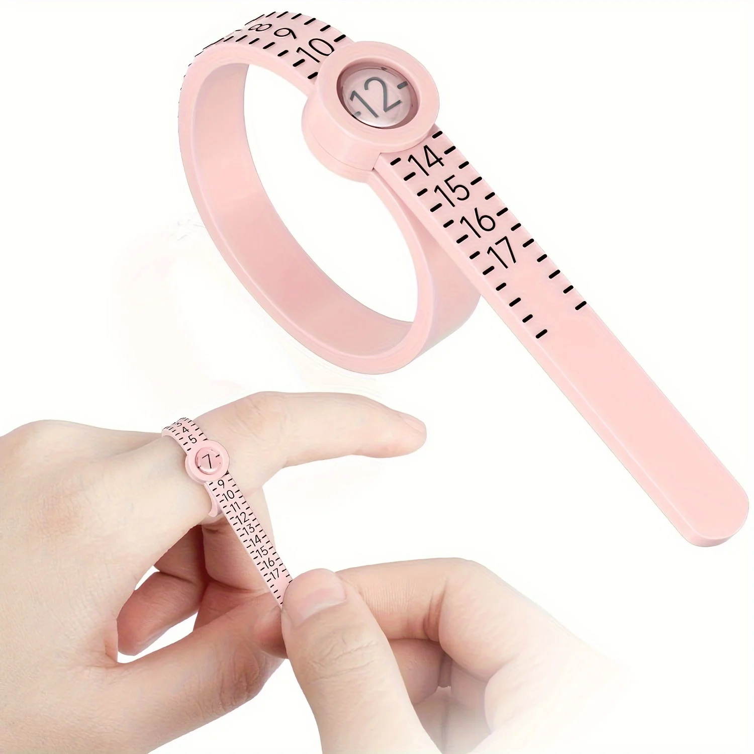 Tape Measure - เครื่องมือวัดขนาดแหวนแบบอเมริกัน 1-17 ริง ดิเมนเดอร์ พร้อมแว่นขยาย สายวัดแหวน
