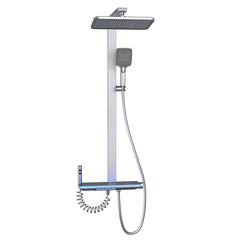 Faucet - ชุดฝักบัวอาบน้ำพร้อมจอแสดงผลดิจิตอลแบบซุปเปอร์ชาร์จ หัวฉีดสเปรย์แบบติดตั้งบนผนัง พร้อมก๊อกน้ำในห้องน้ำครบชุด พร้อมคุณสมบัติควบคุมอุณหภูมิคงที่
