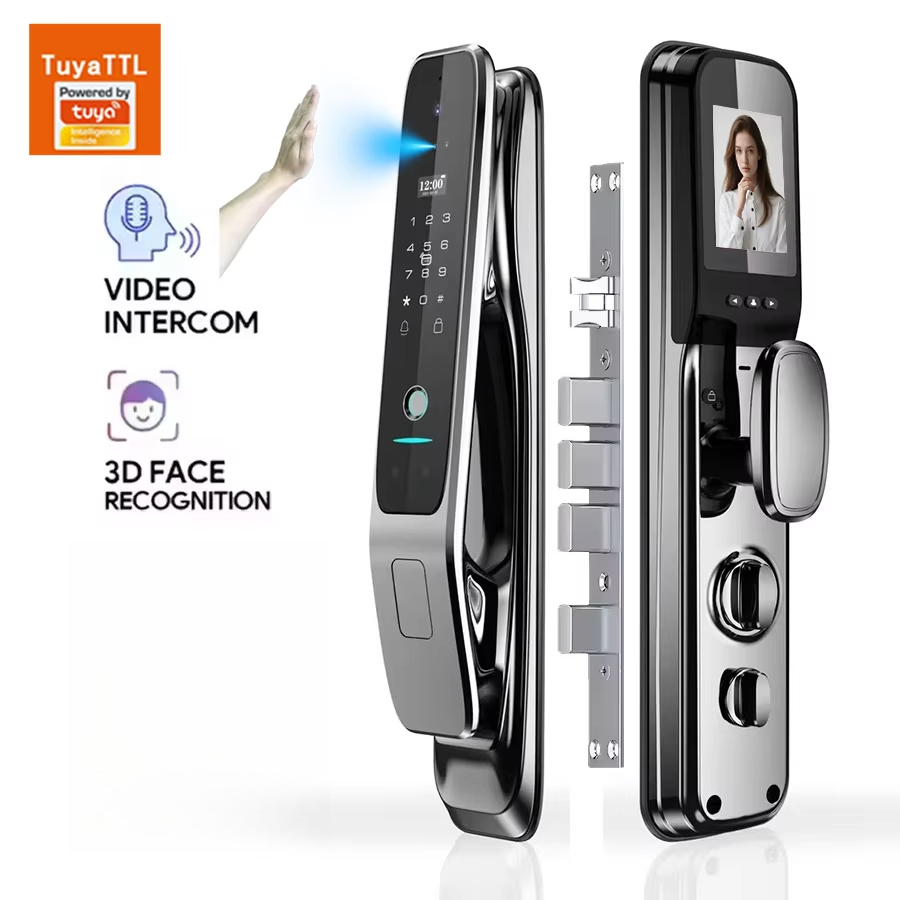 Door Lock - กุญแจล็อคประตูอัจฉริยะอัตโนมัติ Tuya พร้อมระบบจดจำใบหน้า 3 มิติ และลายนิ้วมือ