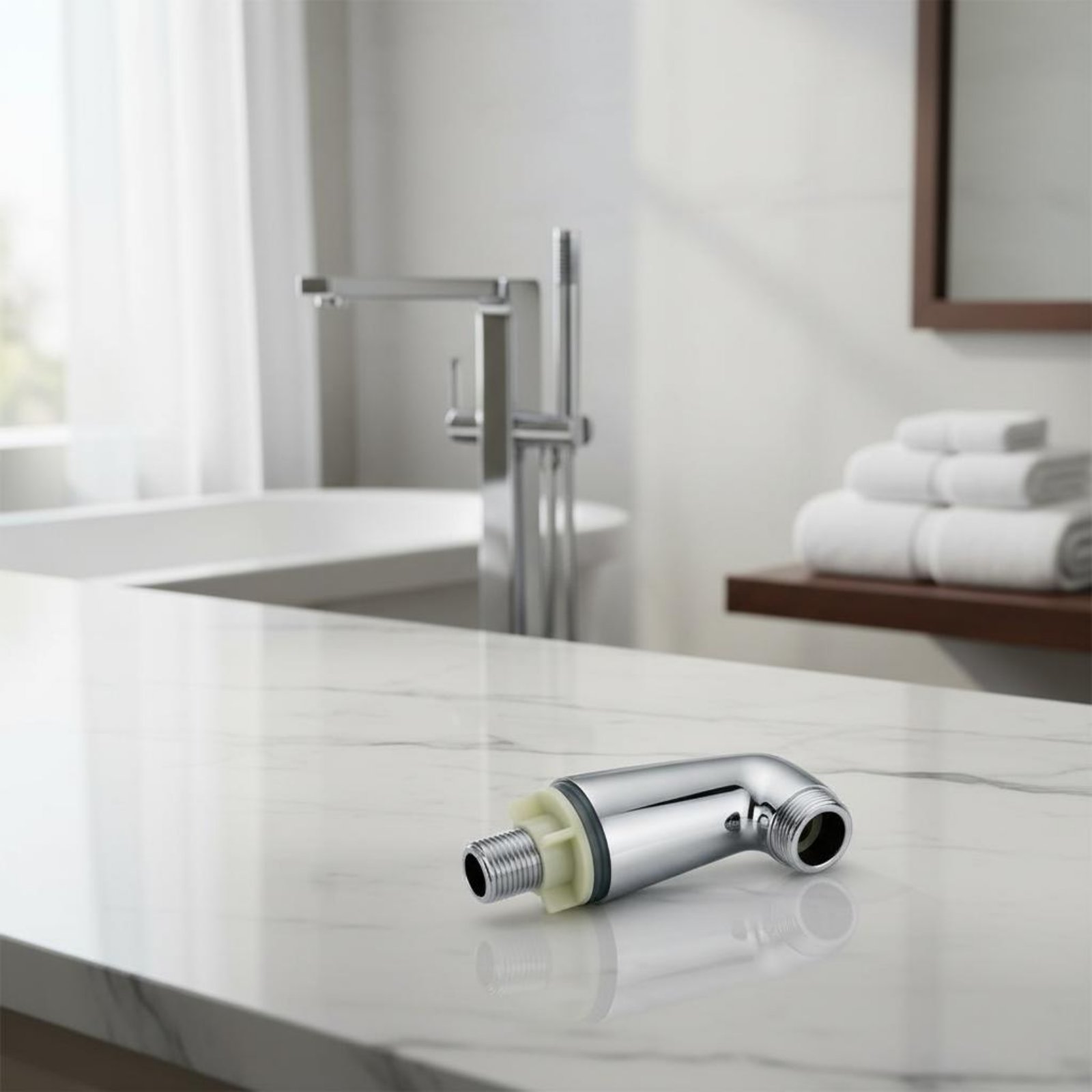 Faucet - ขาตั้งก๊อกน้ำอ่างอาบน้ำ 2 ชิ้น ฮาร์ดแวร์ประปาเคลือบสีเงินสำหรับห้องน้ำ