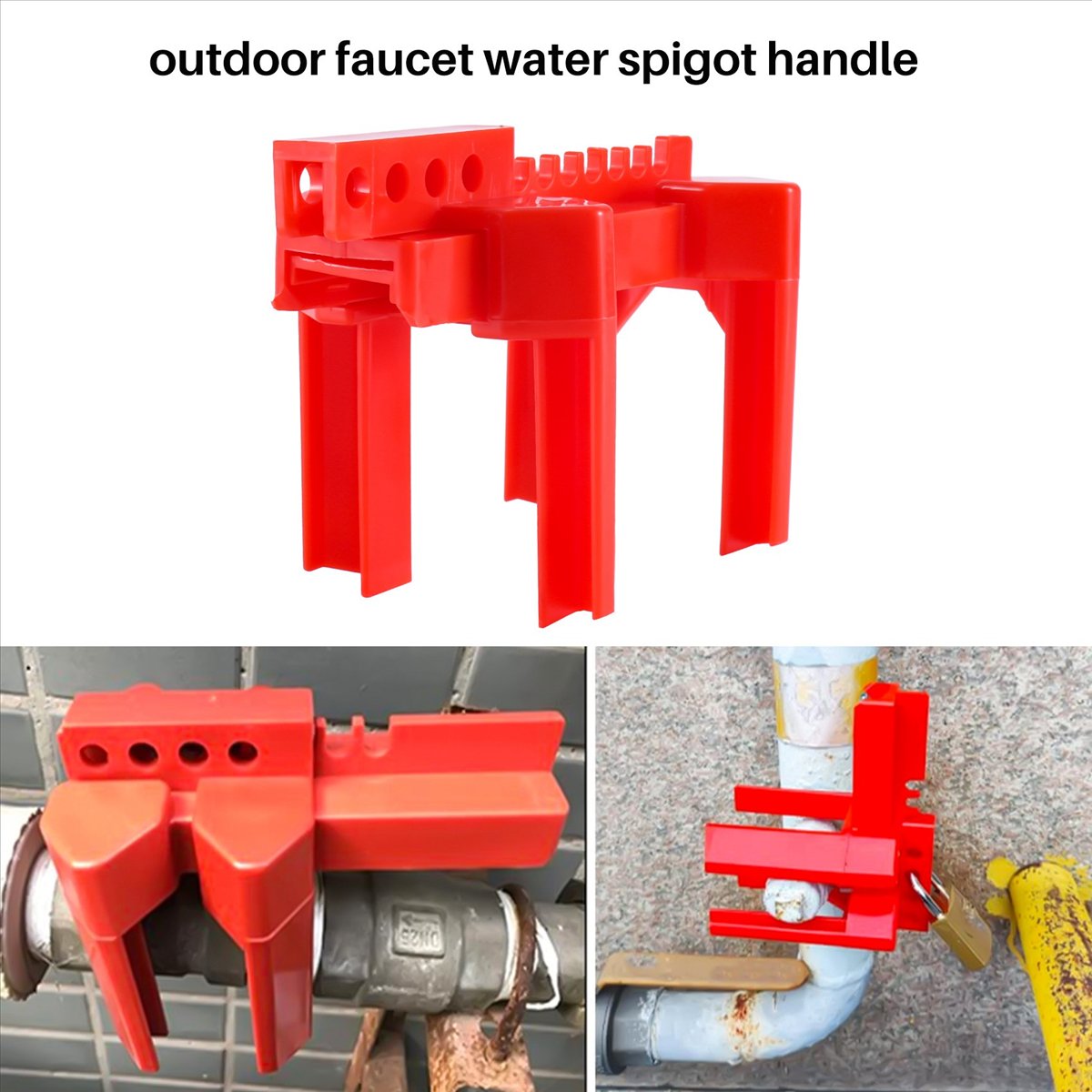 Faucet - DT39 อุปกรณ์ล็อควาล์วบอลแบบปรับได้ สำหรับท่อขนาด 1/2-2.5 นิ้ว ล็อคนิรภัยสำหรับก๊อกน้ำกลางแจ้ง
