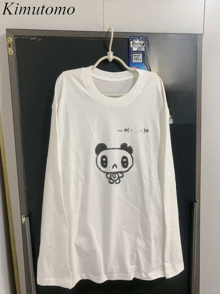 Wallpaper - คิมูโตโมเสื้อยืดผู้หญิงการ์ตูนพิมพ์แขนยาวหลวมแฟชั่น Y2k ความงามฮาราจูกุเสื้อฤดูใบไม้ร่วงฤดูหนาวแฟชั่นสุภาพสตรี
