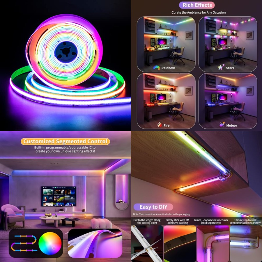 ไฟแถบ LED RGB Smart IC COB แบบ - Led Strip Lights บทวิจารณ์และราคา