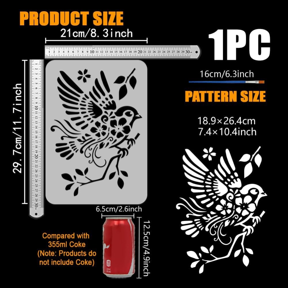 นกกระจอกบนสาขาวาดลายฉลุด้วยแปร - Paint Brush บทวิจารณ์และราคา