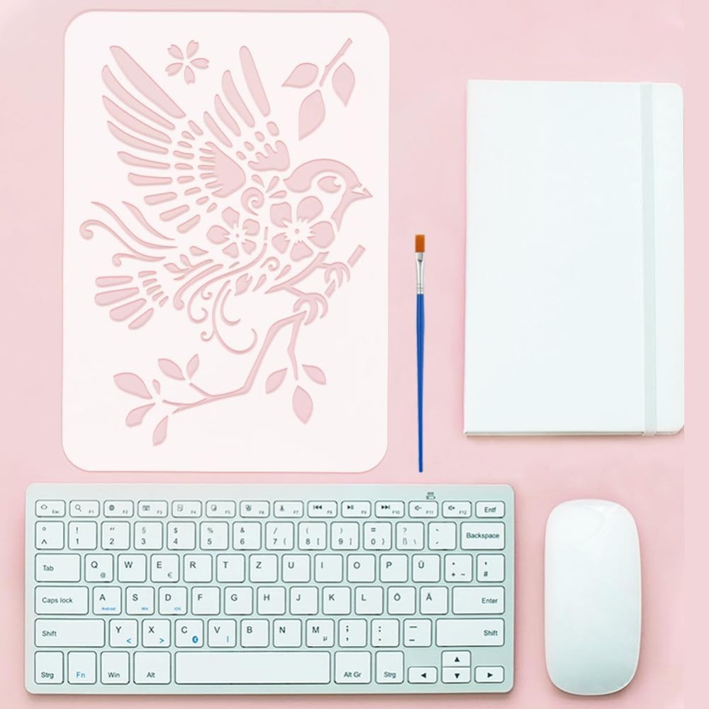 นกกระจอกบนสาขาวาดลายฉลุด้วยแปร - Paint Brush บทวิจารณ์และราคา