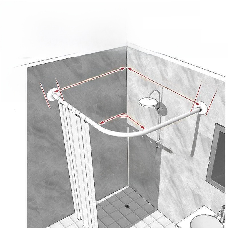 ราวแขวนผ้าอาบน้ำรูปโค้ง ไม่ต้อ - Curtain Rods บทวิจารณ์และราคา