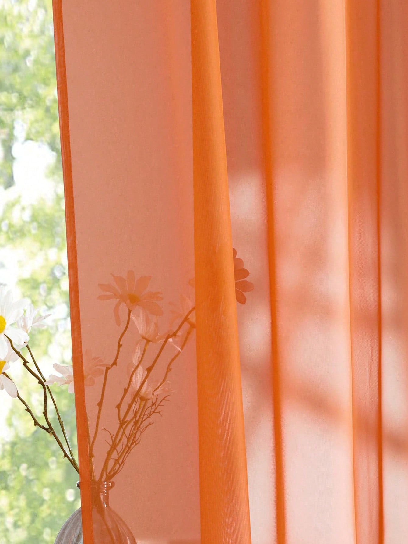 ม่านโปร่งแสงสีส้มแบบออร์แกนซ่า - Curtain Rods บทวิจารณ์และราคา