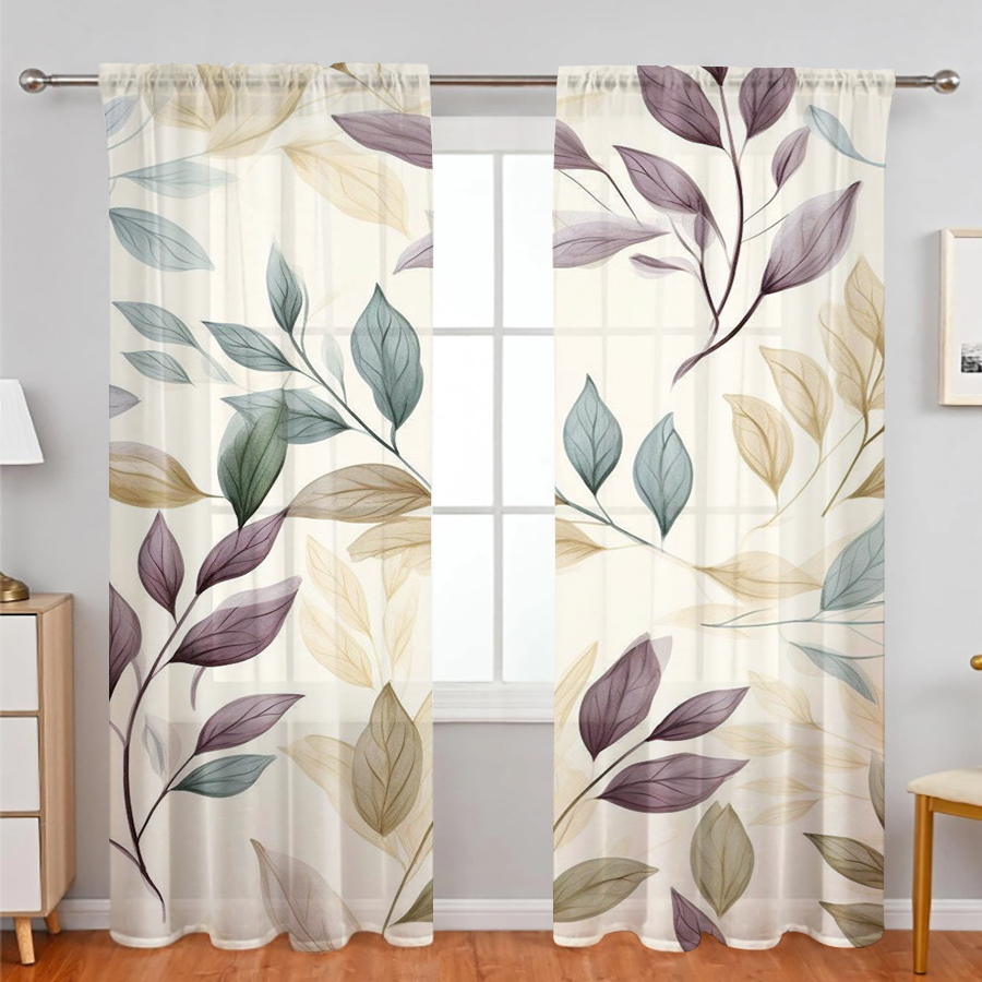 ผ้าม่านโปร่ง 2 ผืน ลายกิ่งไม้ส - Curtain Rods บทวิจารณ์และราคา