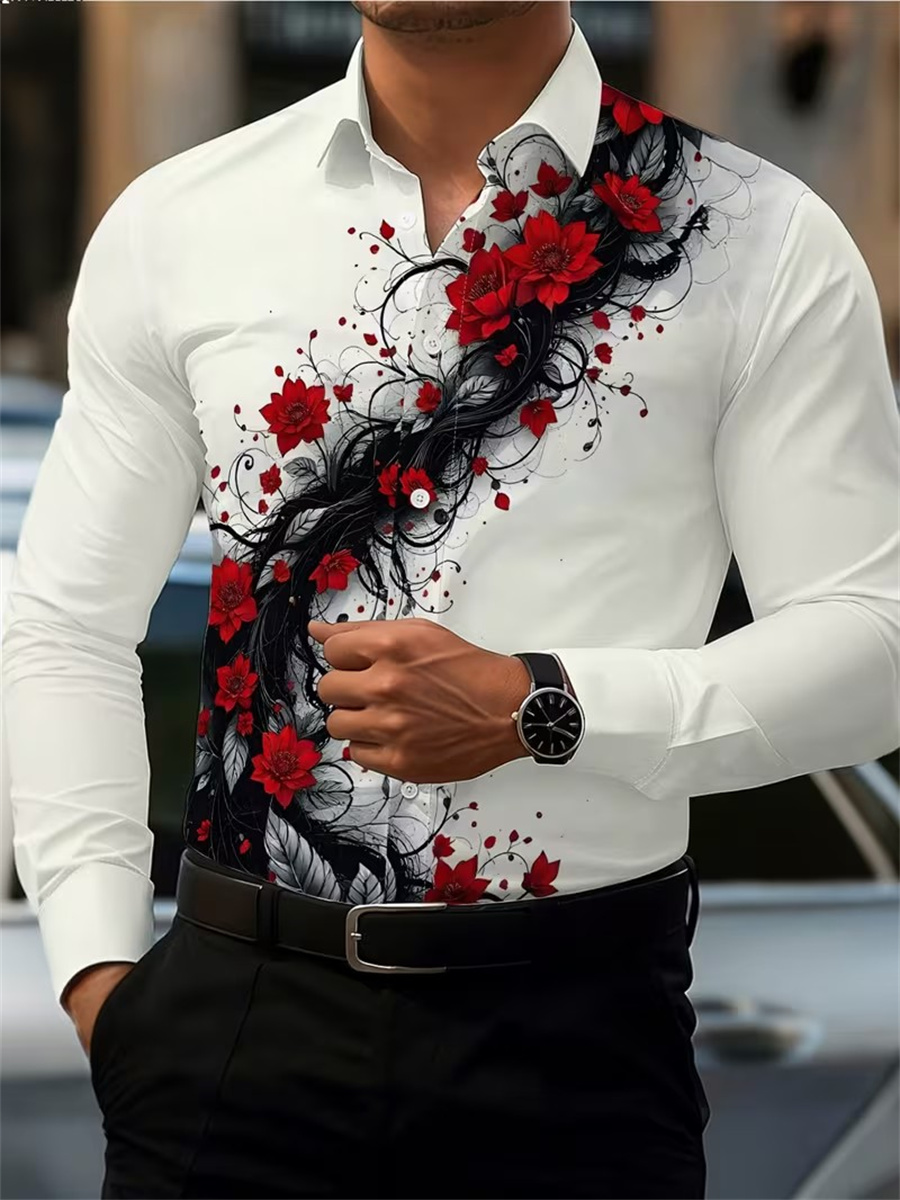 เสื้อเชิ้ตแขนยาวพิมพ์ลายดอกกุห - Wallpaper บทวิจารณ์และราคา